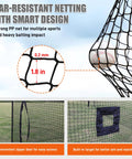 Upgraded All In One Baseball Batting Cage With Steel Frame And Net 22 By 12 By 8 Feet Portable Enclosed Hitting Cage net detail