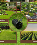 24 Inch Compost Spreader For Lawns With Installation Support Accessories Metal Mesh Roller in garden landscaping scene