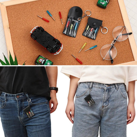 40 Set Mini Screwdriver Keychain Kit With Portable Pouch And Snap Hook Includes 3 Colorful Mini Screwdrivers In Red Yellow Blue