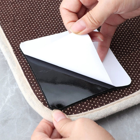 Applying 10 Pack Rug Grippers Non Slip Pads For Hardwood Floors Keep Rugs From Curling And Slipping Instantly Easy To Apply Under Rug Tape
