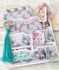 Stitched Slots Pocket Die Cut Set For Card Making And Scrapbooking displayed with Christmas-themed decor and tassel