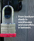 Keyed Alike Padlock Set 12 Pack With 24 Keys, One Key Opens All, 1.25 Inch Shackle on a gate latch outdoors