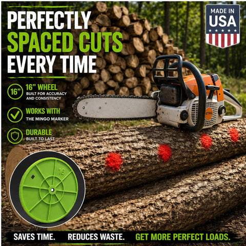 Dead On Firewood Measuring Tool And Log Line Marking Accessory With 16 Inch Rolling Wheel To Nail Perfect Chainsaw Cuts Every Time No More Guessing Solid Heavy Duty Gear