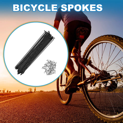 Heavy Duty 14G 205mm Mountain Bike Spokes Set, Steel Black 36 Pieces for MTB Wheels, Durable and Reliable Performance