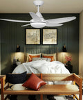 Bedroom showcasing Dope 40 Inch Indoor Ceiling Fan With LED Light Remote Control White Finish Five Blade Motor Included Energy Efficient