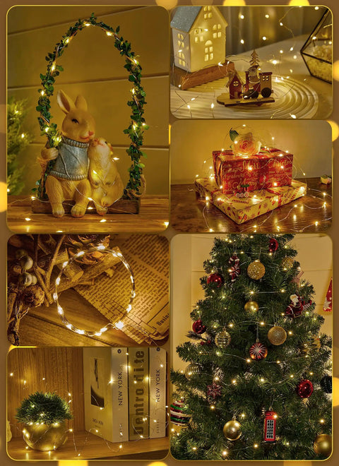 Battery Operated Fairy Lights With Remote 33Ft 100 LED Waterproof IP44 Indoor Outdoor Go Anywhere Starry Twinkle Decor for Christmas