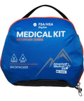Backpacker medical kit pouch, blue with orange trim, Adventure Medical Kits Mountain Series.