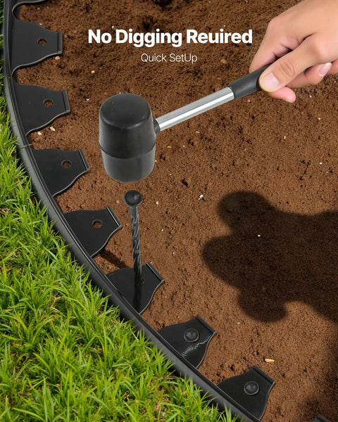 Installing No Dig Garden Edging Border Kit With 60 Spikes, 10 Pieces Of 6 Feet Each Plastic Lawn Edging 1.6 Inches High