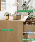 Fluted Dresser for Bedroom With Six Drawers and Totally Modern Oak Finish 48 Inch Wide Wooden Dresser with anti-tipping feature