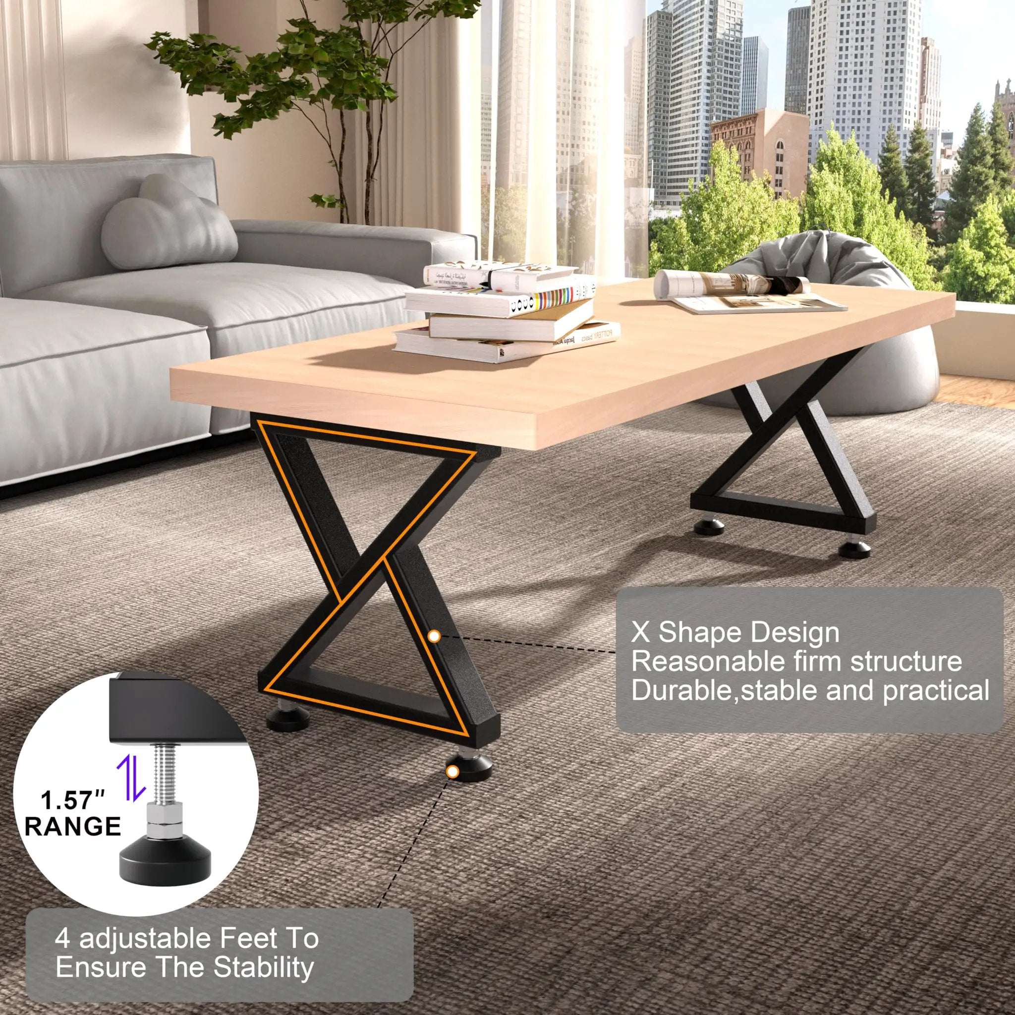 Rock Solid Z Shape Coffee Table Legs | 800 Lbs Support ✓