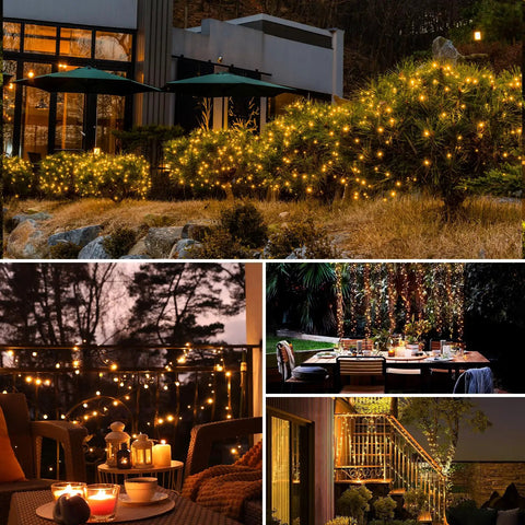 Outdoor Solar String Lights 4 Pack, 132 Ft Total, 320 LEDs Warm White Copper Wire decorating garden landscapes