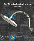 10 Inch Rain Shower Head With Ceiling Or Wall Mount, Ultra Wide Rainfall Coverage, Brass Ball Joint 360 Degree Adjustment