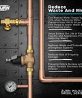 NR3XL 1 Inch Pressure Reducing Valve With Double Union FNPT Connection on copper plumbing pipe