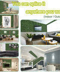 Various indoor setups with Artificial Ivy Privacy Fence Screen 128 By 48 Inches UV Resistant Faux Hedge Wall as greenery backdrop.