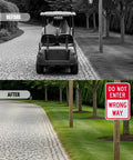 18 By 12 Inch Do Not Enter Wrong Way Aluminum Sign With 63 Mil Rustproof Metal And 3M Laminated Engineer Grade Reflective Material For Outdoor Parking And Traffic Red And White High Visibility Made In USA on post by driveway