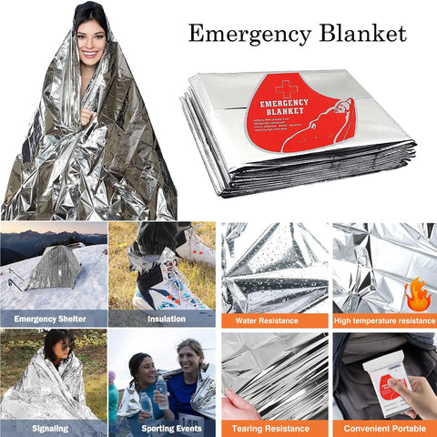 Go To Survival Kit With Essential Tactical Tools For Camping And Outdoor Adventures featuring an emergency blanket in use