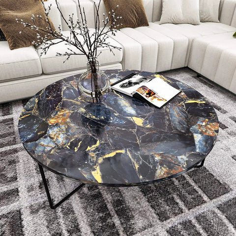 Glossy Blue Gold Marble Countertop Contact Paper 32 Inch Wide By 354 Inch Long Marble Peel And Stick Wallpaper Waterproof Removable