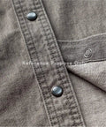 Close-up view of Pearl Snap Fasteners 20 Sets 10.5mm Cloudy White Pearl Popper Buttons on a grey fabric for Western shirts