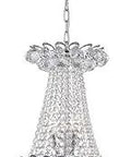 Avril Chrome Finish Crystal Chandelier, 55-Inch Tall Showpiece For Living Room, Dining Room, Or Foyer, dazzling crystal drops.