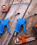 High Flow Air Blower Gun With Rubber Tip 8 Pc Nozzle Set For Compressor on wooden surface