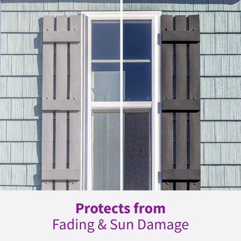 Outdoor Restorer For Vinyl, Plastic, Stone And Metal That Deeply Penetrates Faded Weathered Surfaces And Revives Patio Furniture, Shutters, Siding And Grills, 16 Ounce Formula Covers Up To 800 Sq Ft - before and after shutter protection from sun damage