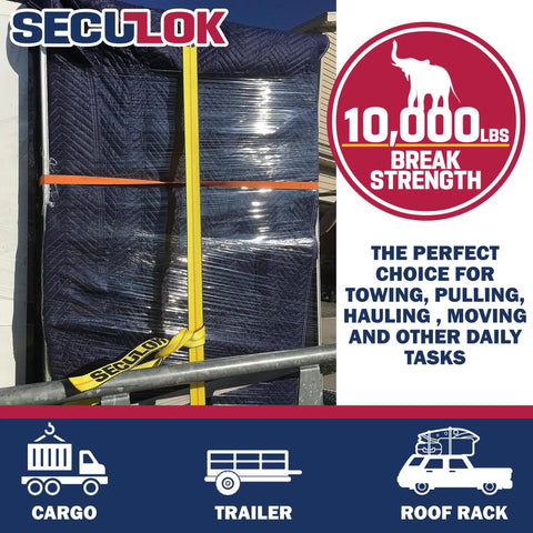 Heavy Duty 2 Inch Ratchet Tie Down Straps With Double J Hooks 27 Foot 3,333 Lbs Working Load Limit 10,000 Lbs Break Strength securing cargo