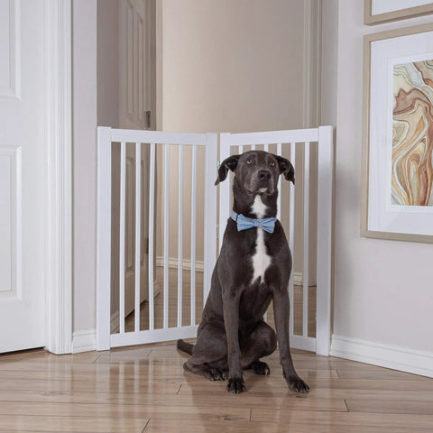 360 Degree Pet Gate Extension For Wider Openings, Converts A 36 Inch Configurable Gate Into A Large Play Pen, No Slip Rubber Pads Protect Floors, Easy Fold Down Storage, White