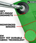 Beefed Up 3x3 Ft Green Heavy Duty Tarp Waterproof UV Resistant PFAS Free Cover showing reinforced edges and rust-proof grommets