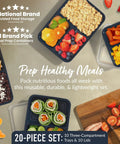 20 Piece Meal Prep Containers Set With Lids Three Compartment Reusable PFAS Free And BPA Free Materials Durable Microwave Safe