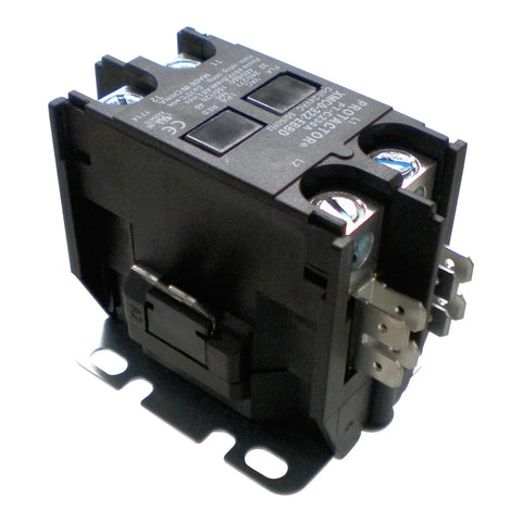 2 Pole 32 Amp Heavy Duty AC Contactor With 24 Volt Coil, UL Listed, features enclosed contacts and heavy lug terminals, black body