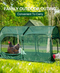 Pop Up Chicken Run Portable Pen With Three Doors, Super Easy Setup For Small Animals shown in outdoor garden with chickens