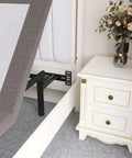 Built Tough Adjustable Headboard Brackets For Metal Bed Frame With Heavy Duty Footboard Extension Bolts No Sweat Install, mounted under an adjustable bed.