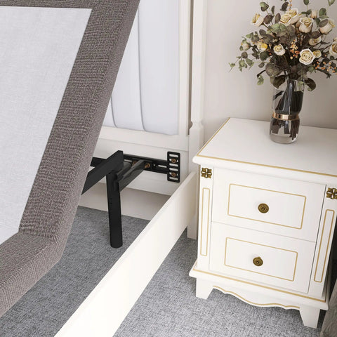 Built Tough Adjustable Headboard Brackets For Metal Bed Frame With Heavy Duty Footboard Extension Bolts No Sweat Install, mounted under an adjustable bed.