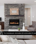 Living room with modern fireplace setup for Two Pack 3 Way Rotating Dimmer Switch With Push On Off For Dimmable LED CFL And Incandescent Bulbs.
