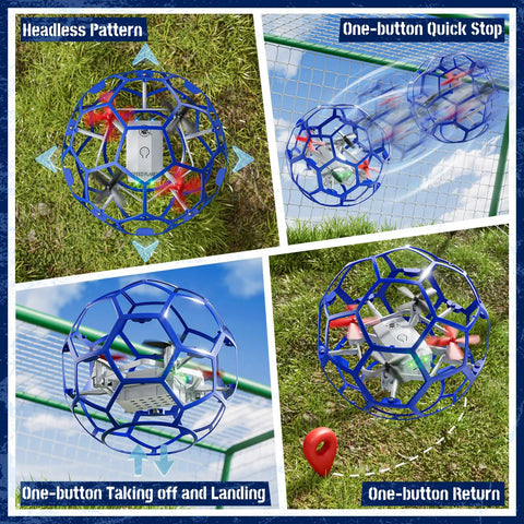 Rad Remote Control Helicopter Toy for Kids 8 to 16, soccer-style shell, outdoor use, headless mode demonstration, blue frame.
