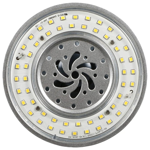 Close-up of LED High Lumen Retrofit Corn Lamp delivers 16200 lumens, 400W equivalent, EX39 base, showcasing LED array design.
