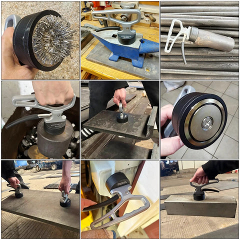 Heavy Duty Magnetic Grabber Tool With Quick Release Portable Lifter For Iron Plates And Metal Scraps Ergonomic Handle Tool Steel Construction Laser Cut Finish