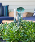 Garden Frog Statue With Umbrella Glass Rain Gauge Weather Station for Outdoor Decor Bright Green 18 Inches Tall