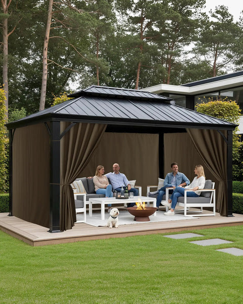 Outdoor Waterproof Gazebo Curtains 4 Panel Privacy Sidewalls With Zipper Universal Replacement For 10x10 To 12x14 Gazebos patio