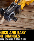 Cordless stud drill with 7/16 in. hex quick change chuck for easy bit changes, features Power Detect Technology.
