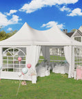 Heavy Duty Octagonal Party Tent 20x15ft with six removable sidewalls and church windows set up outdoors, used for events