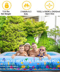 Ultra Spacious Family Sized Inflatable Pool 100 Inch By 66 Inch By 23 Inch Above Ground Kiddie Lounge Blow Up Pool outdoors
