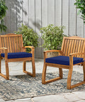 Outdoor Chair Cushions 19 By 19 Inch Set Of 2 Navy All Weather Water Resistant Cushions With Ties on wooden patio chairs