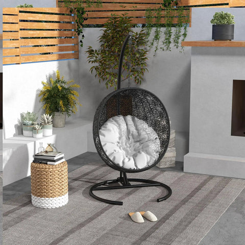 Hanging Hammock Chair Stand With Round Base For Hammock Chair And Egg Chair Porch Swing Indoor Outdoor Use 360 Degree Rotation in patio.