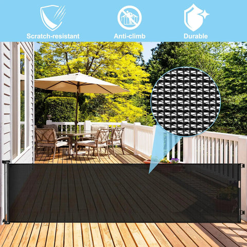 120 Inch Extra Wide Retractable Baby Gate For Large Openings Perfect For Doorways And Indoor Outdoor Use Ultra Long Mesh Pet Gate.