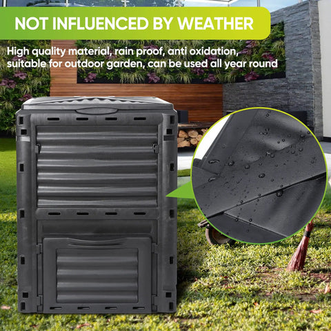 Big 80 Gallon Outdoor Garden Compost Bin With BPA Free Material All Weather Frost Proof 300 L Capacity Lightweight