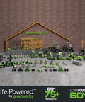 Various Greenworks 60V tools and equipment displayed, including 60V Brushless Earth Auger For Post Holes And Gardens, Heavy Duty Digger With 59 Ft Lb Torque And 210 Max RPM, Seven Eighths Inch Shaft, Fits Two To Ten Inch Bits, LED Lights, 18 Inch Extension, Bit And Battery Or Charger Sold Separately