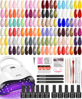 All In One Gel Nail Kit With UV Lamp And Drill Starter Kit 36 Colors Gel Polish Set Including Base Coat Matte Top Coat