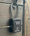 Rugged Outdoor Key Lock Box With Cable Shackle, Small Waterproof Metal Safe, 4 Digit Combo for Spare Keys Left Outside on Fence