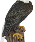 Side view of Patriotic Bald Eagle Garden Statue Outdoor Yard Decor Hand Painted Resin, showcasing detailed feathers and talons.